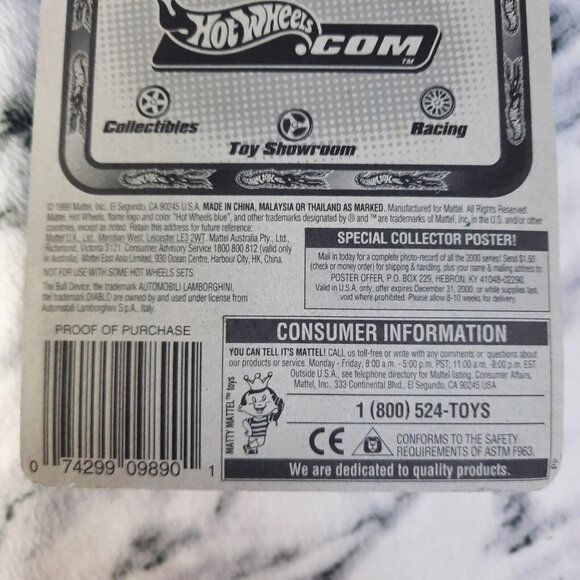 Hot Wheels 1999 LAMBORGHINI DIABLO Blue VINTAGE NEW in BOX VIRTUAL COLLECTION - Picture 8 of 9